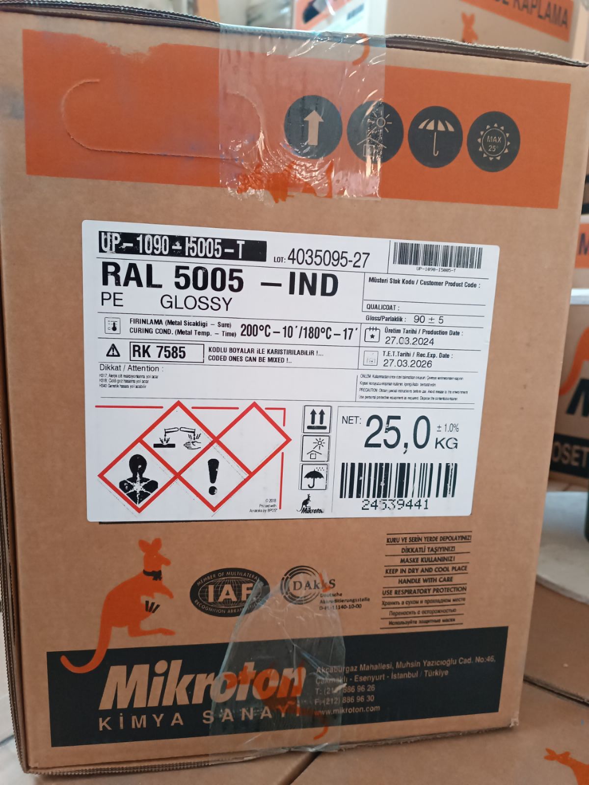 Порошкова поліефірна фарба Mikroton UP-1090-I5005-T RAL 5005 синій глянець 25 кг.